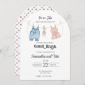 Blauwe en Roze Waterverf Genderboog Uitnodiging (Voorkant / Achterkant)