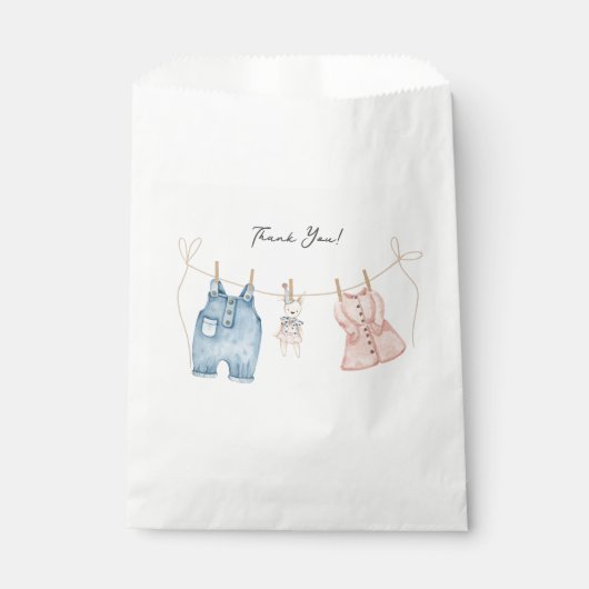 Blauwe en roze Waterverf onthullen geslacht Bedankzakje (Voorkant)