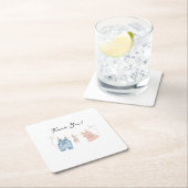 Blauwe en roze Waterverf onthullen geslacht Kartonnen Onderzetters (Insitu)