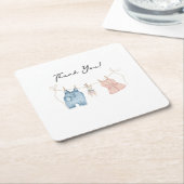 Blauwe en roze Waterverf onthullen geslacht Kartonnen Onderzetters (Schuin)