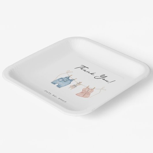 Blauwe en roze Waterverf onthullen geslacht Papieren Bordje (Gebogen)