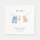 Blauwe en roze Waterverf onthullen geslacht Servet (Voorkant)