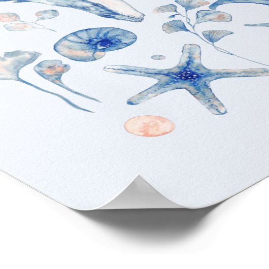 Blauwe en roze Waterverf Poster (Hoek)