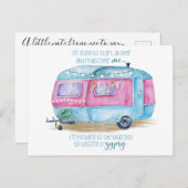 Blauwe en roze Waterverf Retro  glamper Briefkaart (Voorkant / Achterkant)