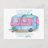 Blauwe en roze Waterverf Retro  glamper Briefkaart (Voorkant)