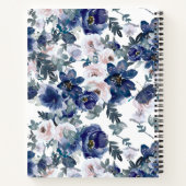 Blauwe en roze Waterverf Winter Floral Notitieboek (Achterkant)