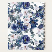 Blauwe en roze Waterverf Winter Floral Planner (Achterkant)