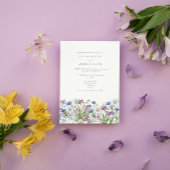 Blauwe en Roze Wildflower Uitnodiging