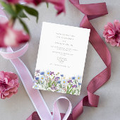 Blauwe en Roze Wildflower Uitnodiging