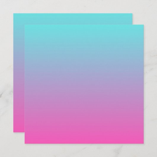 Blauwe en roze zeemeermin ombre blanco uitnodiging (Voorkant / Achterkant)