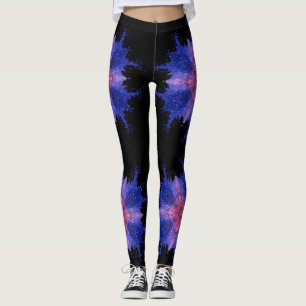 Blauwe en roze zwarte leggings voor vrouwen