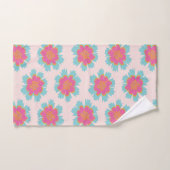 Blauwe en schattige roze bedrukt bad handdoek (Handdoek)