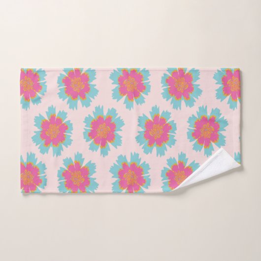 Blauwe en schattige roze bedrukt bad handdoek (Handdoek)