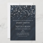 Blauwe en sparkle sterren Elegant Wedding Invitati Kaart (Voorkant)