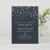 Blauwe en sparkle sterren Elegant Wedding Invitati Kaart (Staand voorkant)