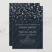 Blauwe en sparkle sterren Elegant Wedding Invitati Kaart (Voorkant / Achterkant)