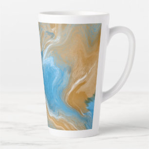 Blauwe en Tan Marmer-achtige kunst / Beach Colors- Latte Mok