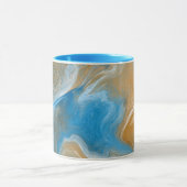 Blauwe en Tan Marmer-achtige kunst / Beach kleuren Mok (Midden)