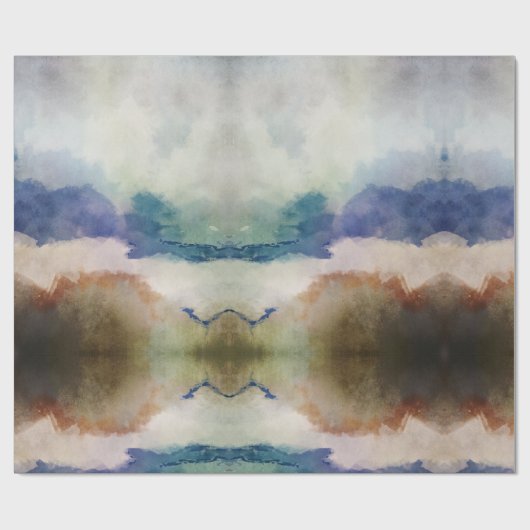 Blauwe en terracotta Waterverf Cadeaupapier (Vlak)