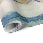 Blauwe en terracotta Waterverf Cadeaupapier (Rol Hoek)