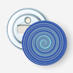Blauwe en turkooispiraal button flesopener