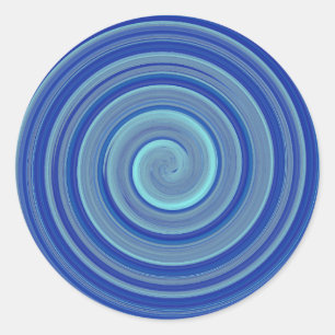 Blauwe en turkooispiraal ronde sticker