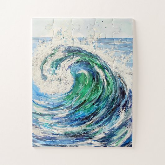 Blauwe en turkooizen oceaangolf legpuzzel (Verticaal)