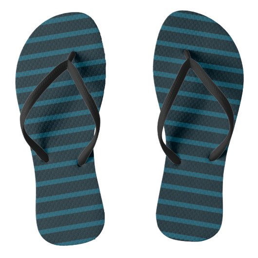 Blauwe en turkooizen strepen teenslippers (Voetbed)