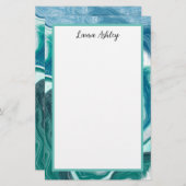 Blauwe en Turqio Fluid Art, gepersonaliseerde arti Briefpapier (Voorkant / Achterkant)