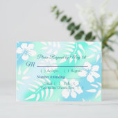 Blauwe en turquoise Hibiscus Tropische Trouw RSVP  (Staand voorkant)