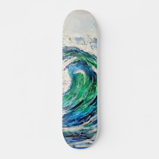 Blauwe en Turquoise Ocean Wave Persoonlijk Skateboard (Voorkant)