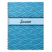 Blauwe en Turquoise Ribbony Swirls met naam Notitieboek (Voorkant)