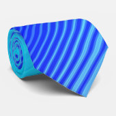 Blauwe en turquoise strepen stropdas (Opgerold)