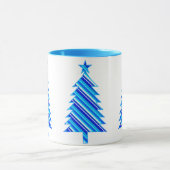 Blauwe en Turquoise Stripes kerstboom Mok (Midden)