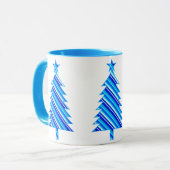 Blauwe en Turquoise Stripes kerstboom Mok (Voorkant links)