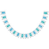 Blauwe en Turquoise Summer Popsicle Happy Birthday Vlaggetjes (Alle)