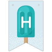 Blauwe en Turquoise Summer Popsicle Happy Birthday Vlaggetjes (Tweede vlag)