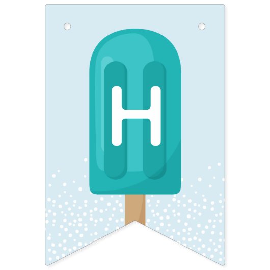 Blauwe en Turquoise Summer Popsicle Happy Birthday Vlaggetjes (Tweede vlag)
