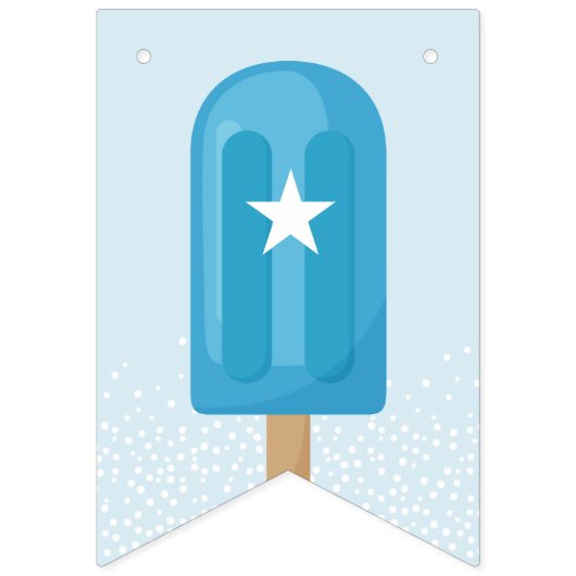 Blauwe en Turquoise Summer Popsicle Happy Birthday Vlaggetjes (Eerste vlag)