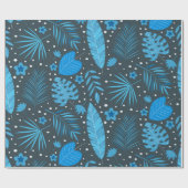 Blauwe en turquoise tropische palmmonsterbladeren cadeaupapier (Vlak)