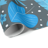 Blauwe en turquoise tropische palmmonsterbladeren cadeaupapier (Rol Hoek)