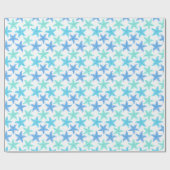 Blauwe en turquoise zeesterren cadeaupapier (Vlak)