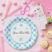 Blauwe en turquoise zeesterren papieren bordje (Feest)