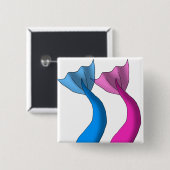 Blauwe en warmroze nagels vierkante button 5,1 cm (Voorkant /achterkant)