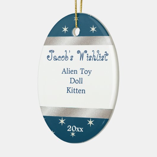 Blauwe en witte aangepaste versieroptie keramisch ornament (Links)