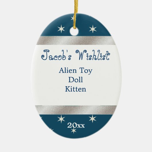 Blauwe en witte aangepaste versieroptie keramisch ornament (Voorkant)