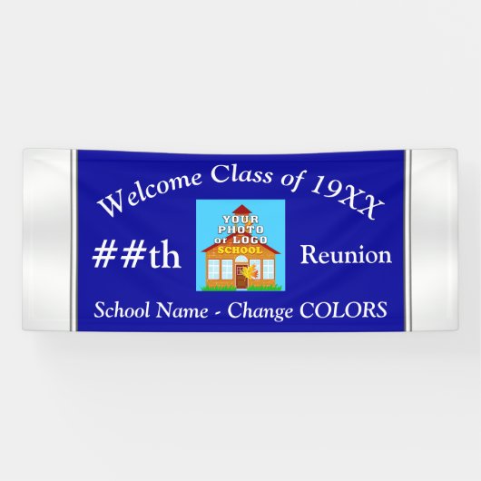 Blauwe en Witte Aangepersonaliseerde de Banners va (Horizontaal)