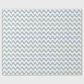 Blauwe en Witte Abstracte Bloemen Cadeaupapier (Vlak)