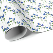 Blauwe en Witte Abstracte Bloemen Cadeaupapier (Rol Hoek)