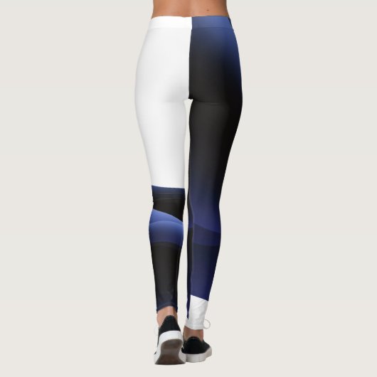 Blauwe en witte Abstracte Leggings (Achterkant)